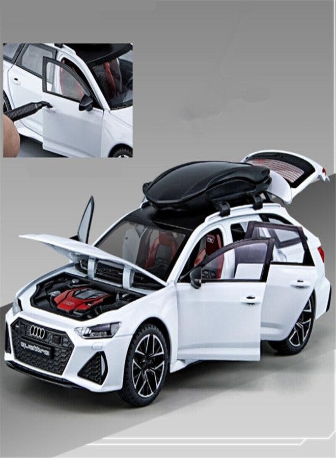 KING FORU Scale Exclusive Alloy Metal Pull Back Die-cast Car Model with Sound Light Mini Auto Toy for Kids Metal Model Toy Car with Sound and Light (1.24 Scale AODI RS6-GREY) - Image 3